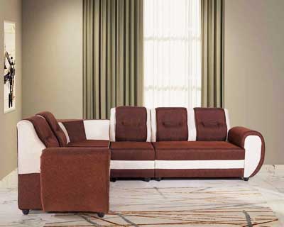 Master L Shape Sofa In Fabric Jut Finish