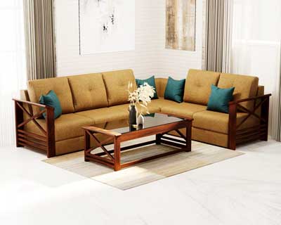 L Shape Sofa | Buy L Shaped Wooden Corner Sofa Set Online At Best Price In  Kerala