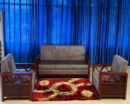 Modiz Sofa Three Seater And Two One Seater  With Handle (Honey Gold)