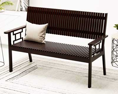 Handle Grill Three Seater Sit Out Bench In Mahogany Choco Matt Finish