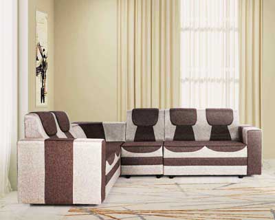 Plain Bag L Shape Sofa In Fabric Jute Finish