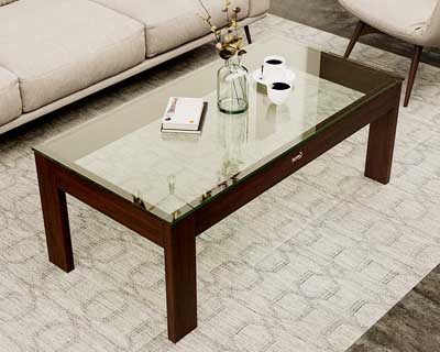 Once 4 X 2 Coffee Table In Mahogany Choco Matt Finish 12Mm Glass Top
