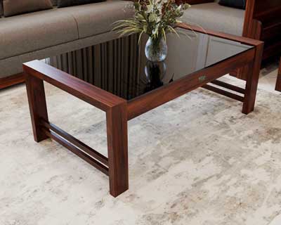 Jasper 3 X 2  Wooden Coffee Table In Mahogany Honey Gold Matt Finish 12Mm Glass Top