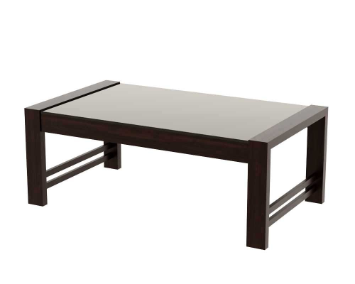 Jasper 3 X 2 Wooden Coffee Table In Mahogany Choco Matt Finish 12Mm Glass Top