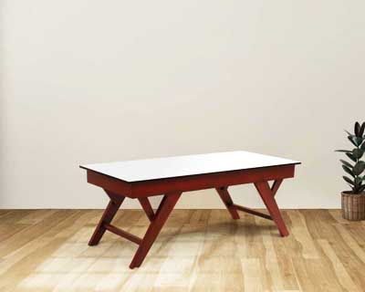 Nest Corn Leg Teapoy(3.5X1.5) In Mahogany Matt Finish Honey Gold Color 10 Mm Glass Top