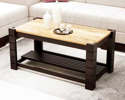 Vikra 3 X 1.5 Coffee Table In Mahogany And Engineered Wood Matt Finish