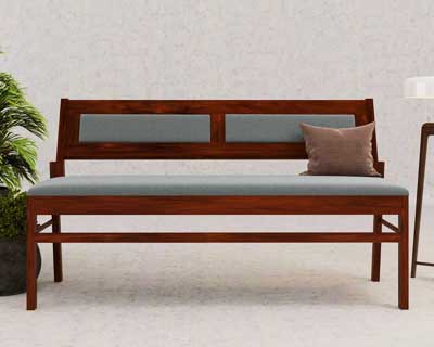 Instead Three Seater Dining Bench With Backrest  In Mahogany Choco Color