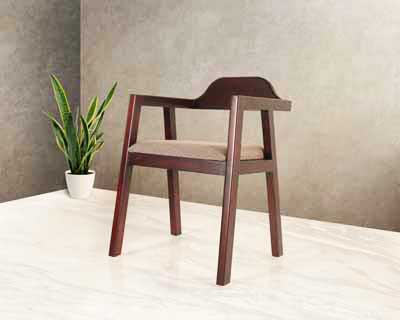 Handrest Wooden Dining Chair In Mahogany Honey Gold Matt Finish