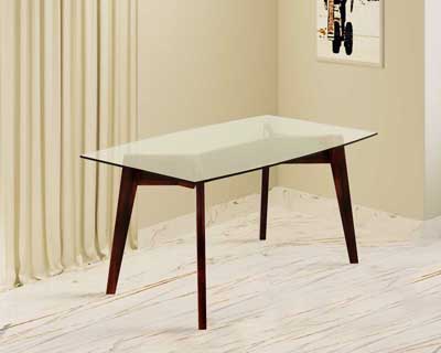 Spider 6 Seater Dining Table (5X3) In Mahogany Choco Matt Finish 12Mm Glass Top