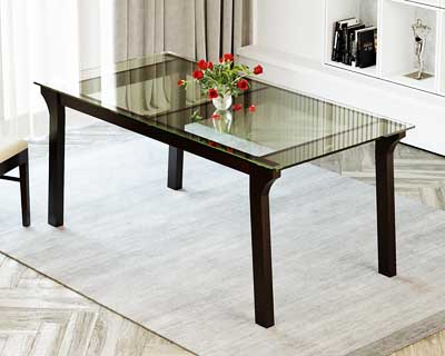 Dear 6 Seater Dining Table 6 X 3 In Mahogany Choco Matt Finish With 12Mm Glass Top