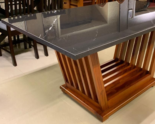 6X3 U Table [Teak Colour-Arti Ficial Marblr 30Mm ]