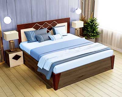 Gladij Queen Bed (5X6.25) In Engineered Wood And Mahogany Matt Finish