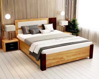 Siyon Queen Size Bed (5X6.25) In Engineered Wood And Mahogany Matt Finish