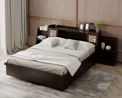 Miller King Size Bed (6X6.5) In Engineered Wood Choco Matt Finish