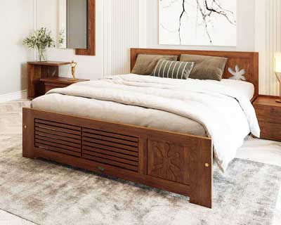Oliver Teak Wood Queen Size Bed