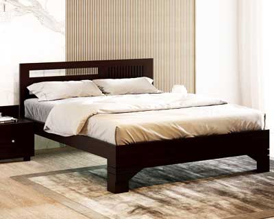 Nodi L Biza Queen Size Bed (5X6.25) In Mahogany Choco Matt Finish