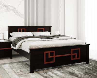 Nodi Banbury Queen Size Bed (5X6.25) In Mahogany And Engineered Wood Choco Matt Finish