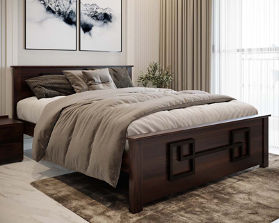 Nodi Banbury King Size Bed (6X6.5) In Mahogany And Engineered Wood Choco Matt Finish