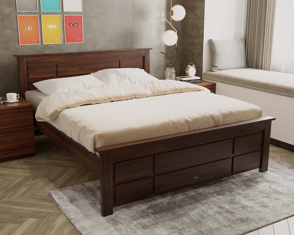 Wood Land King Size Bed (6X6.5) In Mahogany Choco Matt Finish