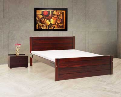Roobal Queen Size Bed (5X6.25) In Mahogany Honey Gold  Matt Finish