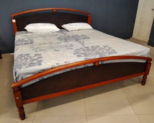 6 Feet Arch Cot[Teak Color +Choco Satin]