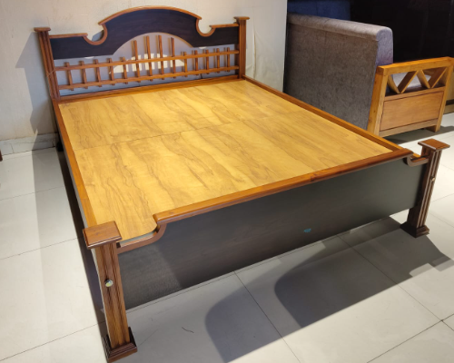 6 Feet Elite Cot(Teak Color+Choco Satin)