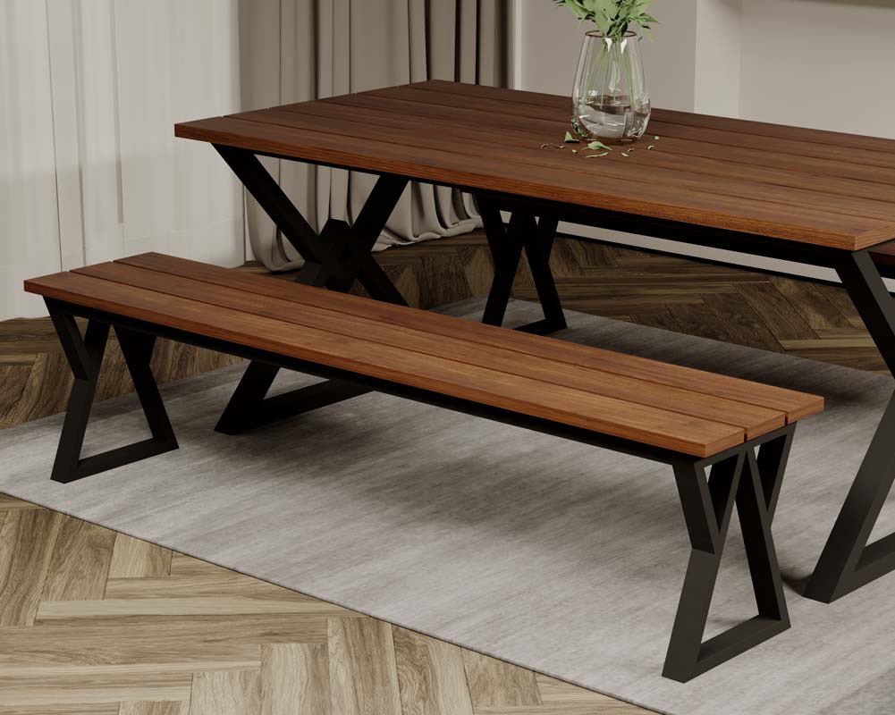 W Mode Metal Leg 6 Feet 3 Seater Bench