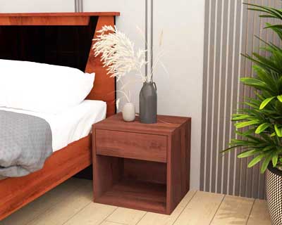 Glower Bedside Table In Engineered Wood Matt Finish